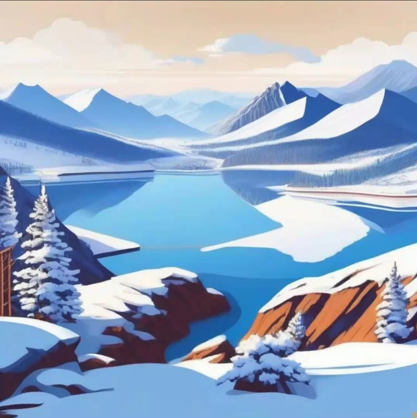 長白山天池，長白山插畫，長春插畫設(shè)計(jì)